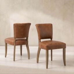 Otto Dining Chair, Brown Leather - Barker & Stonehouse - thumbnail 1