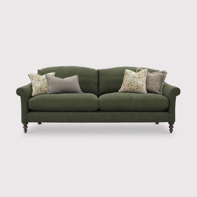 English Heritage Clover 26 Extra Large Sofa With Pre Set Scatters, Green Fabric - Barker & Stonehouse - image 1