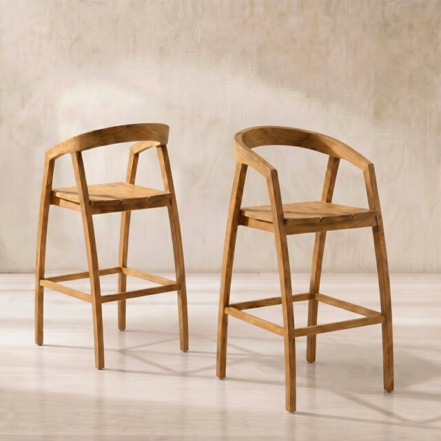 Grenada Jati Bar Bar Stool, Teak Wood - Barker & Stonehouse - image 1