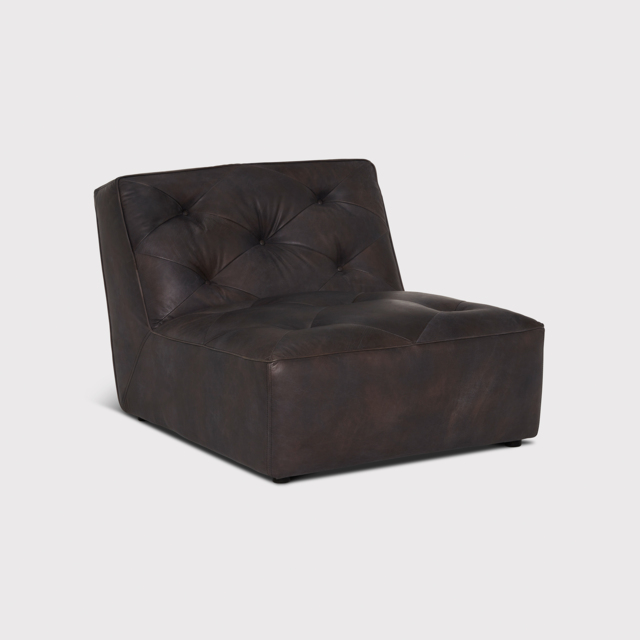 Timothy Oulton Shabby Tufted Sectional 1 Seater Modular Sofa, Black Leather - Barker & Stonehouse - image 1