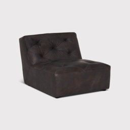 Timothy Oulton Shabby Tufted Sectional 1 Seater Modular Sofa, Black Leather - Barker & Stonehouse