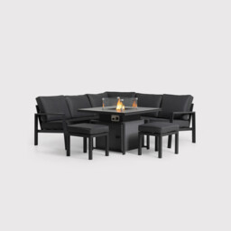Santos Garden Firepit Rising Table Corner Sofa Set, Aluminium, Grey - Barker & Stonehouse - thumbnail 2