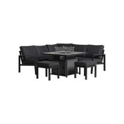 Santos Garden Firepit Rising Table Corner Sofa Set, Aluminium, Grey - Barker & Stonehouse - thumbnail 3
