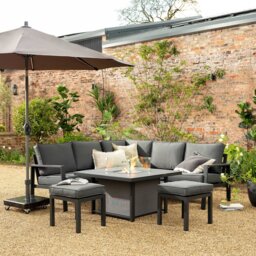 Santos Garden Firepit Rising Table Corner Sofa Set, Aluminium, Grey - Barker & Stonehouse - thumbnail 4