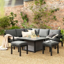 Santos Garden Firepit Rising Table Corner Sofa Set, Aluminium, Grey - Barker & Stonehouse - thumbnail 1