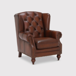 Ullswater Leather Wing Chair, Brown - Barker & Stonehouse