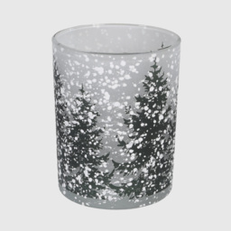 Small Snowy Trees Candle Holder, Grey Glass - Barker & Stonehouse