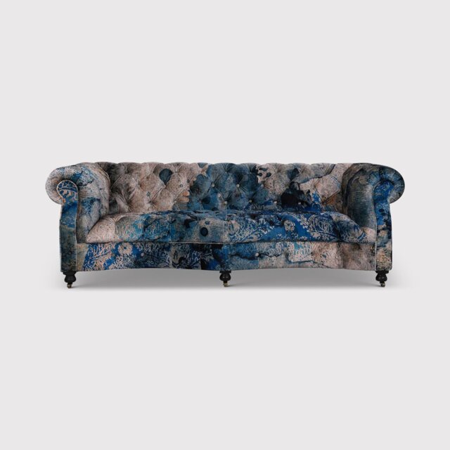 Timothy Oulton Serpentine Chesterfield Sofa 3 Seater, Blue Fabric - Barker & Stonehouse - image 1