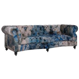 Timothy Oulton Serpentine Chesterfield Sofa 3 Seater, Blue Fabric - Barker & Stonehouse - thumbnail 2