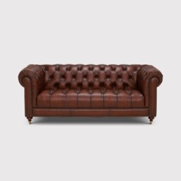 Ullswater 3 Seater Leather Chesterfield Sofa, Brown - Barker & Stonehouse