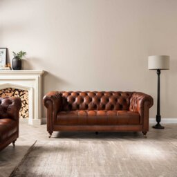 Ullswater 3 Seater Leather Chesterfield Sofa, Brown - Barker & Stonehouse - thumbnail 2