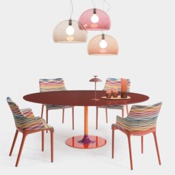 Kartell Thierry XXL Oval Table 192x118x72 Burgundy, Round, Red Glass - Barker & Stonehouse - thumbnail 2