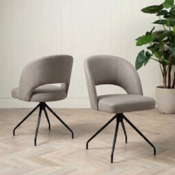 Pure Furniture Beck Swivel Dining Chair with Curved Metal Legs, Grey Leather - Barker & Stonehouse - thumbnail 1