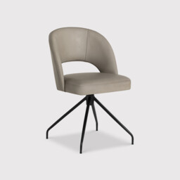 Pure Furniture Beck Swivel Dining Chair with Curved Metal Legs, Grey Leather - Barker & Stonehouse - thumbnail 2