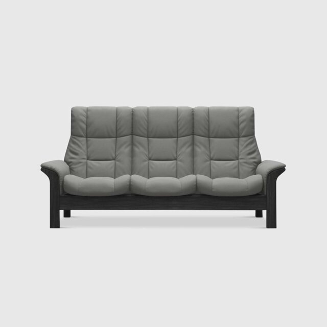 Stressless Windsor High Back 3 Seater Recliner Sofa, Grey Leather - Barker & Stonehouse
