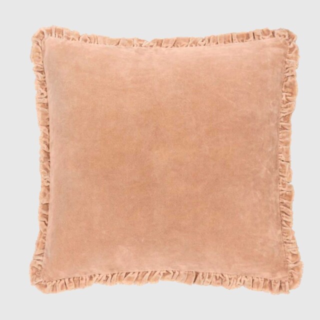 Apricot Muted Ruffled Cushion, Square, Orange Cotton - Barker & Stonehouse - image 1