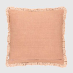Apricot Muted Ruffled Cushion, Square, Orange Cotton - Barker & Stonehouse - thumbnail 2