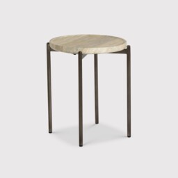 Ryde Low Dark Travertine Side Table, Round, Neutral - Barker & Stonehouse - thumbnail 1