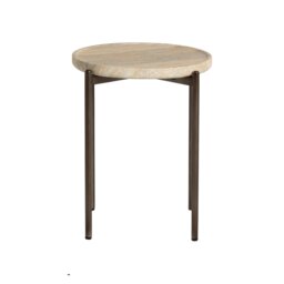 Ryde Low Dark Travertine Side Table, Round, Neutral - Barker & Stonehouse - thumbnail 4
