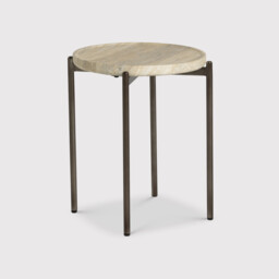 Ryde Low Dark Travertine Side Table, Round, Neutral - Barker & Stonehouse - thumbnail 2