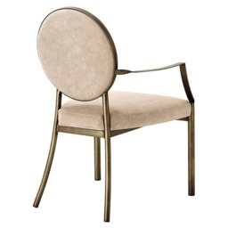Eichholtz Scribe Dining Chair With Arms With Arm Dark Brass Greige Vel, Neutral Velvet - Barker & Stonehouse - thumbnail 3
