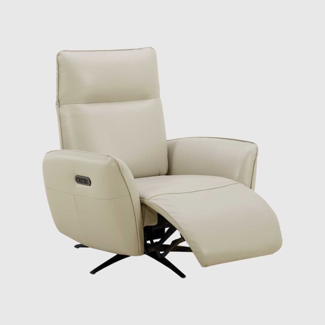 Rix Massage Power Recliner Chair, Neutral Leather - Barker & Stonehouse - image 1