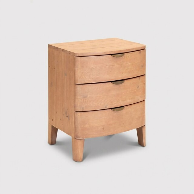 Halstatt 3Drw Wide Bedside Table, Pine Wood - Barker & Stonehouse - image 1