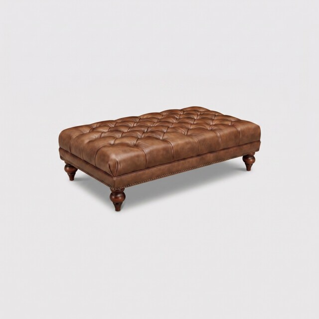 Ullswater Footstool 2034 Dark Rum FL, Brown Leather - Barker & Stonehouse - image 1