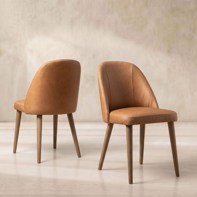 Rogan Dining Chair, Brown Leather - Barker & Stonehouse - image 1