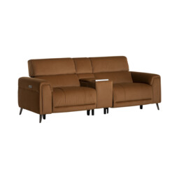 Kerren 2.5 Seater Power Recliner Recliner Sofa, Orange Fabric - Barker & Stonehouse - thumbnail 3