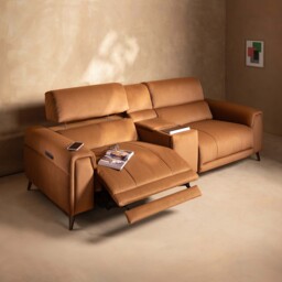 Kerren 2.5 Seater Power Recliner Recliner Sofa, Orange Fabric - Barker & Stonehouse - thumbnail 2