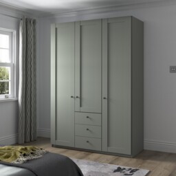 Varese 3 Door/3 Drawer Wardrobe W150Cm, Green - Barker & Stonehouse - thumbnail 2
