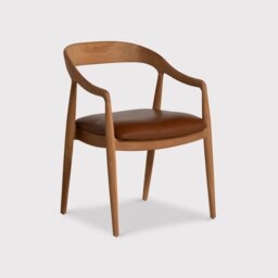 Semeru Armchair with Leather Seat, Wood - Barker & Stonehouse - thumbnail 3
