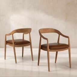 Semeru Armchair with Leather Seat, Wood - Barker & Stonehouse - thumbnail 2