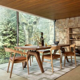 Semeru Armchair With Leather Seat, Wood - Barker & Stonehouse