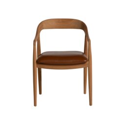 Semeru Armchair with Leather Seat, Wood - Barker & Stonehouse - thumbnail 4