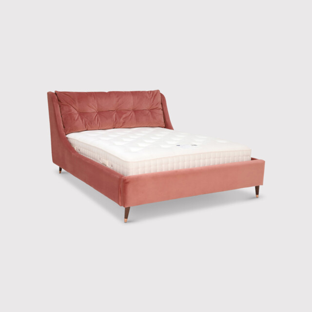 Raul King Bed Frame, Pink Velvet - Barker & Stonehouse