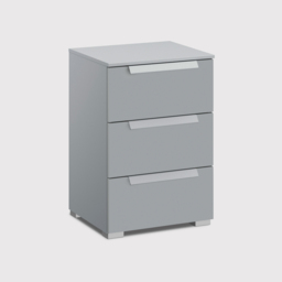 Frans 3 Drawer Bedside Table, Grey Wood - Barker & Stonehouse