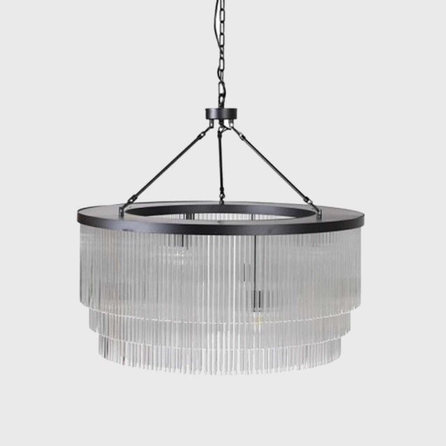 TIERED GLASS TUBE CHANDELIER, Black - Barker & Stonehouse - image 1
