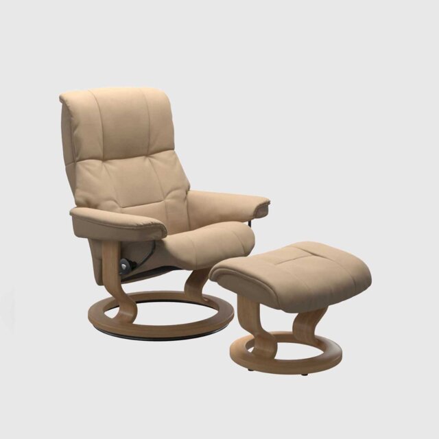 Stressless Mayfair Medium Recliner Chair & Stool, Neutral Leather - Barker & Stonehouse