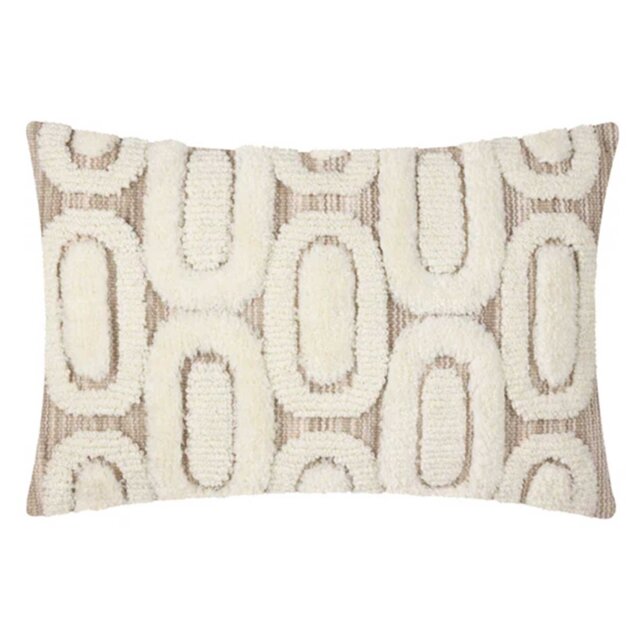 Natural Oval Patterned Cushion, Square, Neutral Polyester - Barker & Stonehouse - image 1