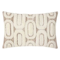 Natural Oval Patterned Cushion, Square, Neutral Polyester - Barker & Stonehouse
