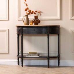 Jin Half Moon Table, Black Wood - Barker & Stonehouse - thumbnail 2