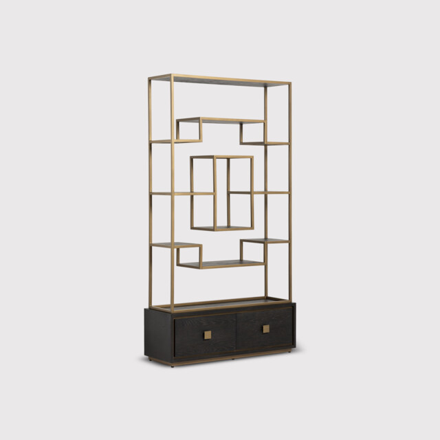 Cantha 2 Drawer Display Cabinet, Brown Oak - Barker & Stonehouse - image 1