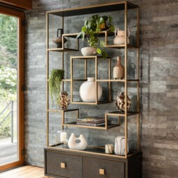 Cantha 2 Drawer Display Cabinet, Brown Oak - Barker & Stonehouse - thumbnail 2