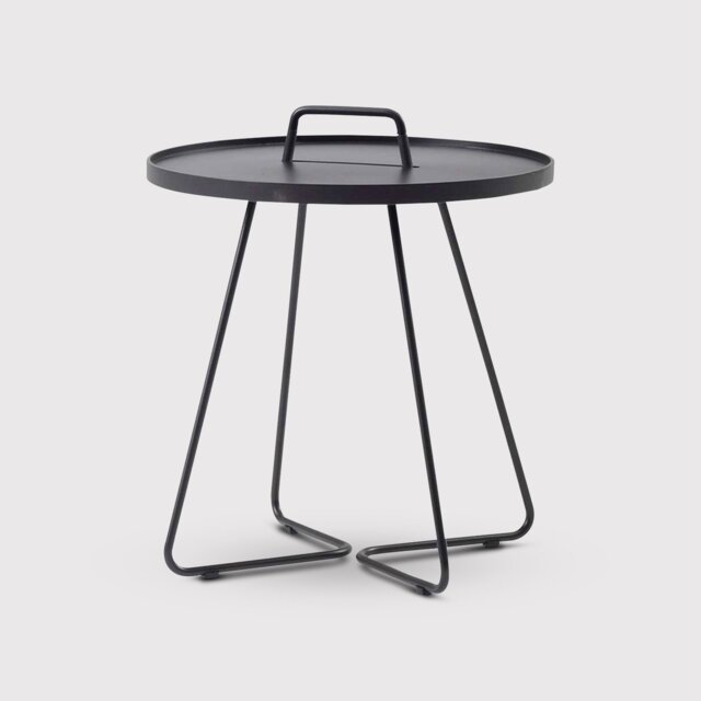 Cane Line On The Move Large Side Table, Round, Black Metal - Barker & Stonehouse - image 1