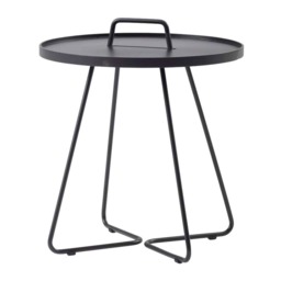 Cane Line On The Move Large Side Table, Round, Black Metal - Barker & Stonehouse - thumbnail 3