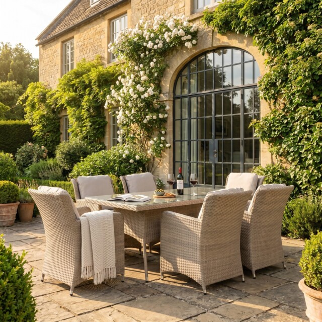 Lazise 6 Seater Dining Set, Rattan, Brown - Barker & Stonehouse - image 1