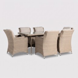 Lazise 6 Seater Dining Set, Rattan, Brown - Barker & Stonehouse - thumbnail 2