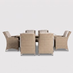 Lazise 6 Seater Dining Set, Rattan, Brown - Barker & Stonehouse - thumbnail 3